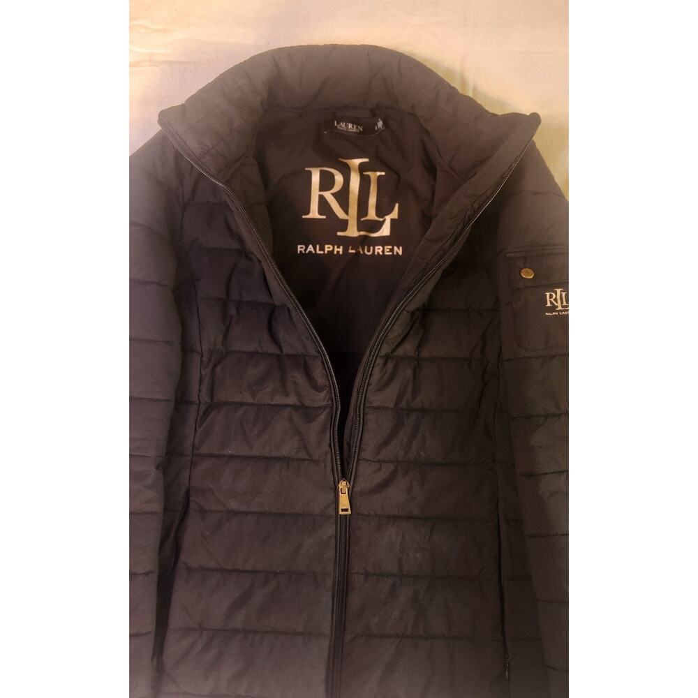 Lauren Ralph Lauren Stretch Patch Pkt Puffer Jacket Sz L $80 color Black